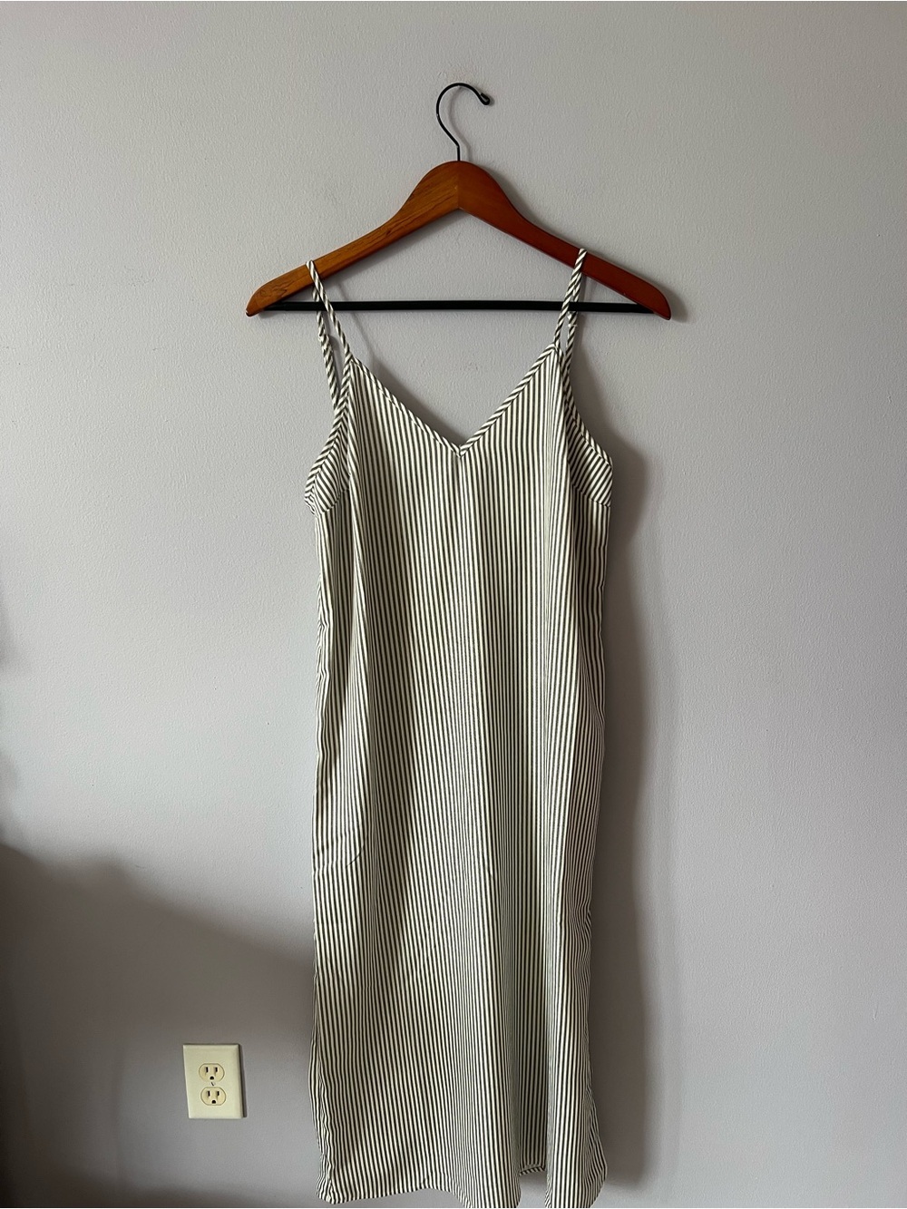 a new day White and Grey Striped Midi Slip Dress